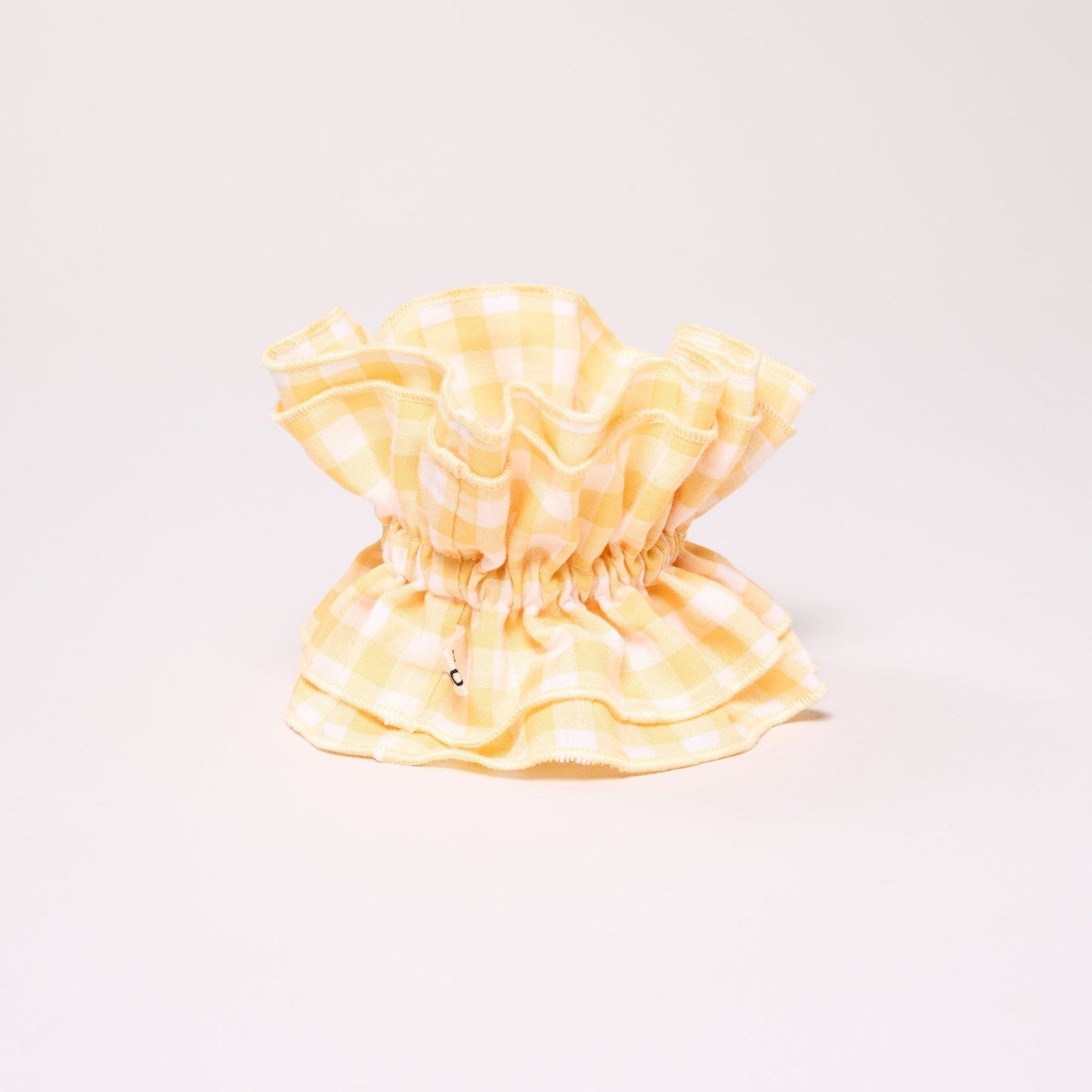 Maxi chouchou en matière upcyclée | vichy jaune - jaune | Jaune