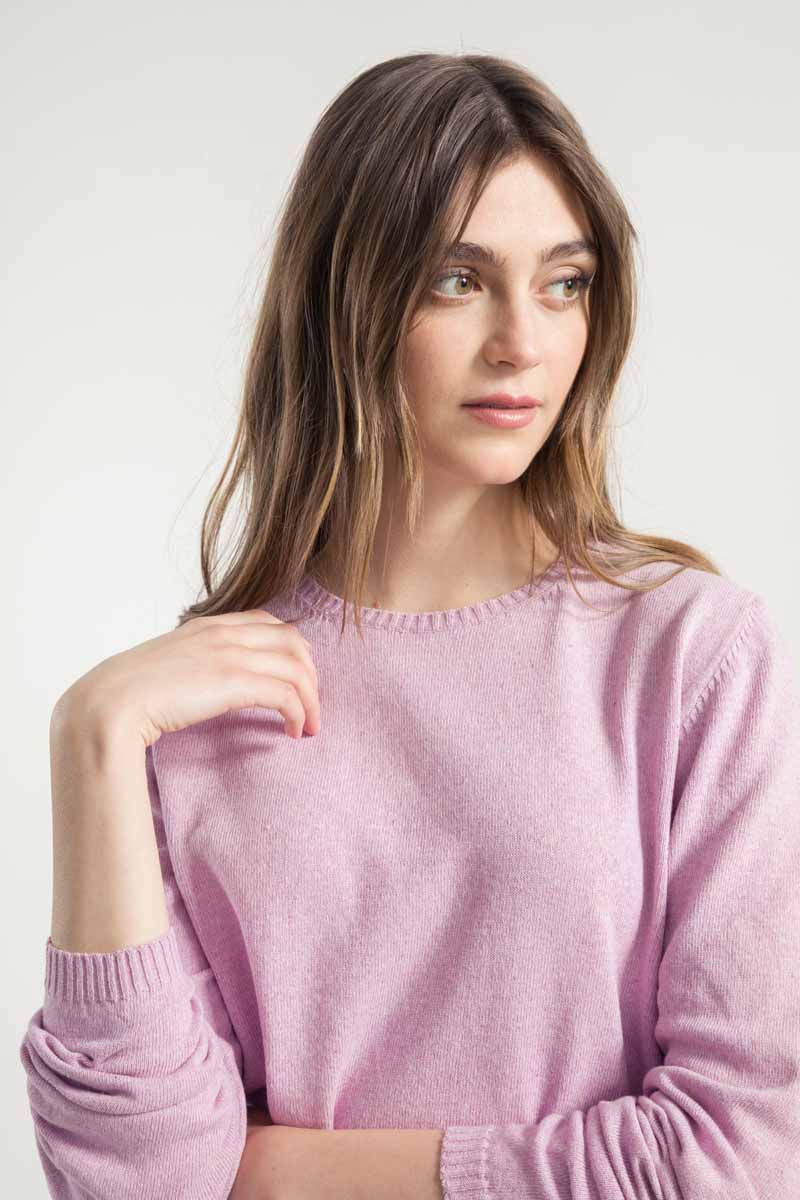 Pull en coton bio et recyclé | rose "maglia donna cotone rigenerato giorgia"