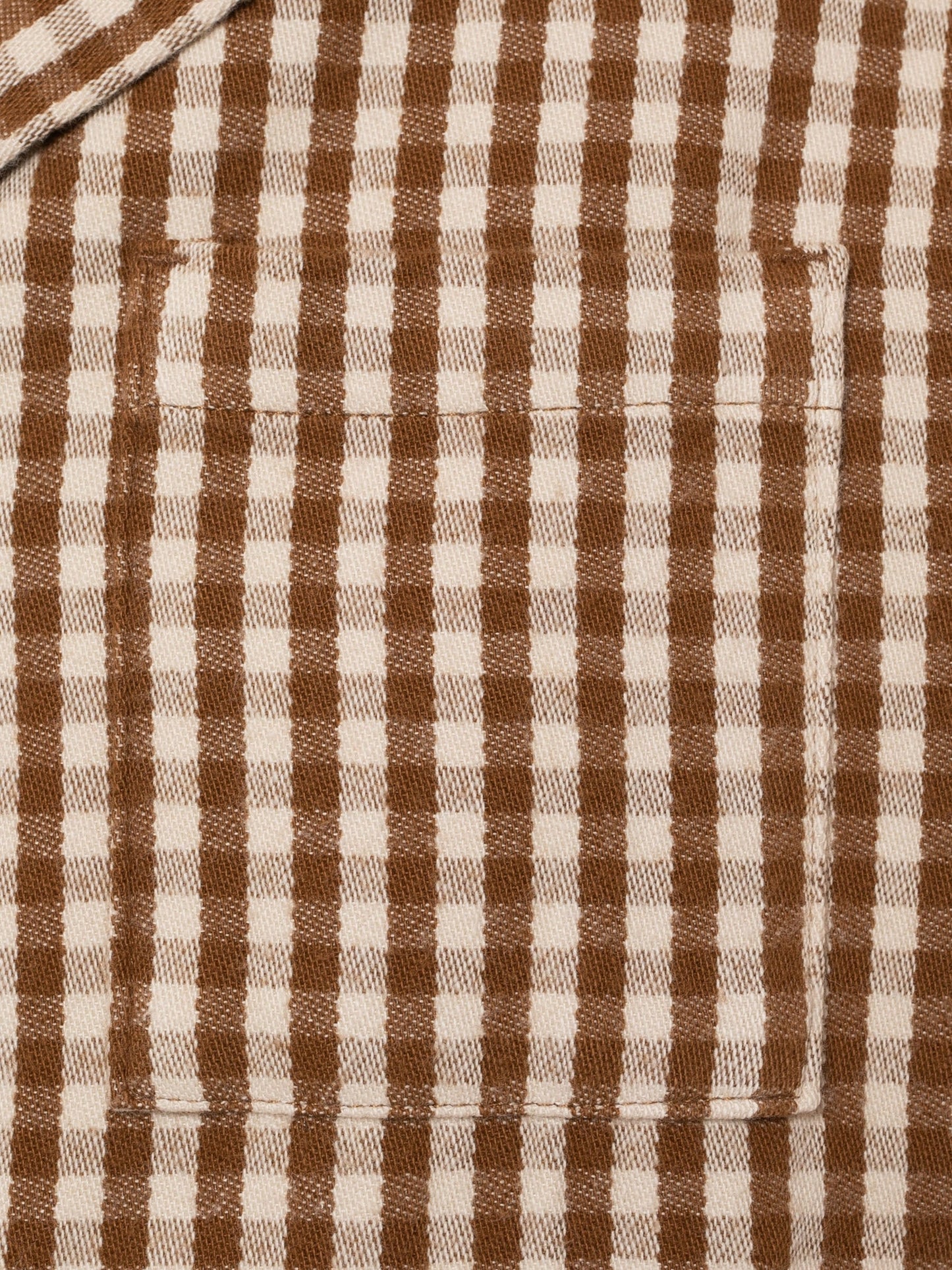 Veste vichy marron et blanche en coton bio - maj overshirt gingham oak