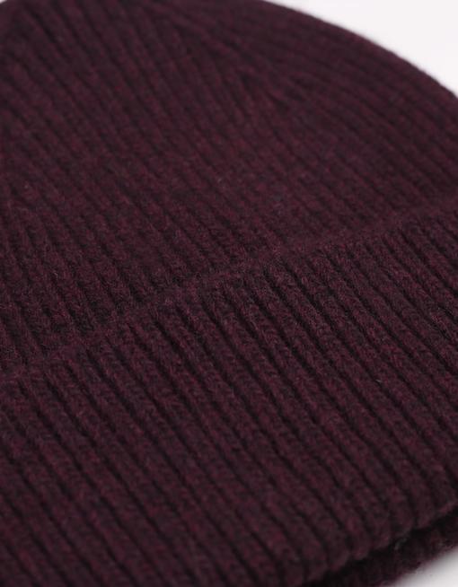 Bonnet rouge bordeaux en laine mérinos recyclée - merino wool beanie oxblood red