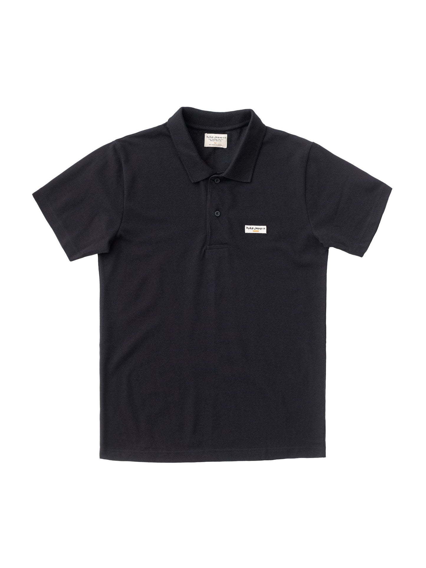 Polo uni noir en coton bio - Mikael Logo