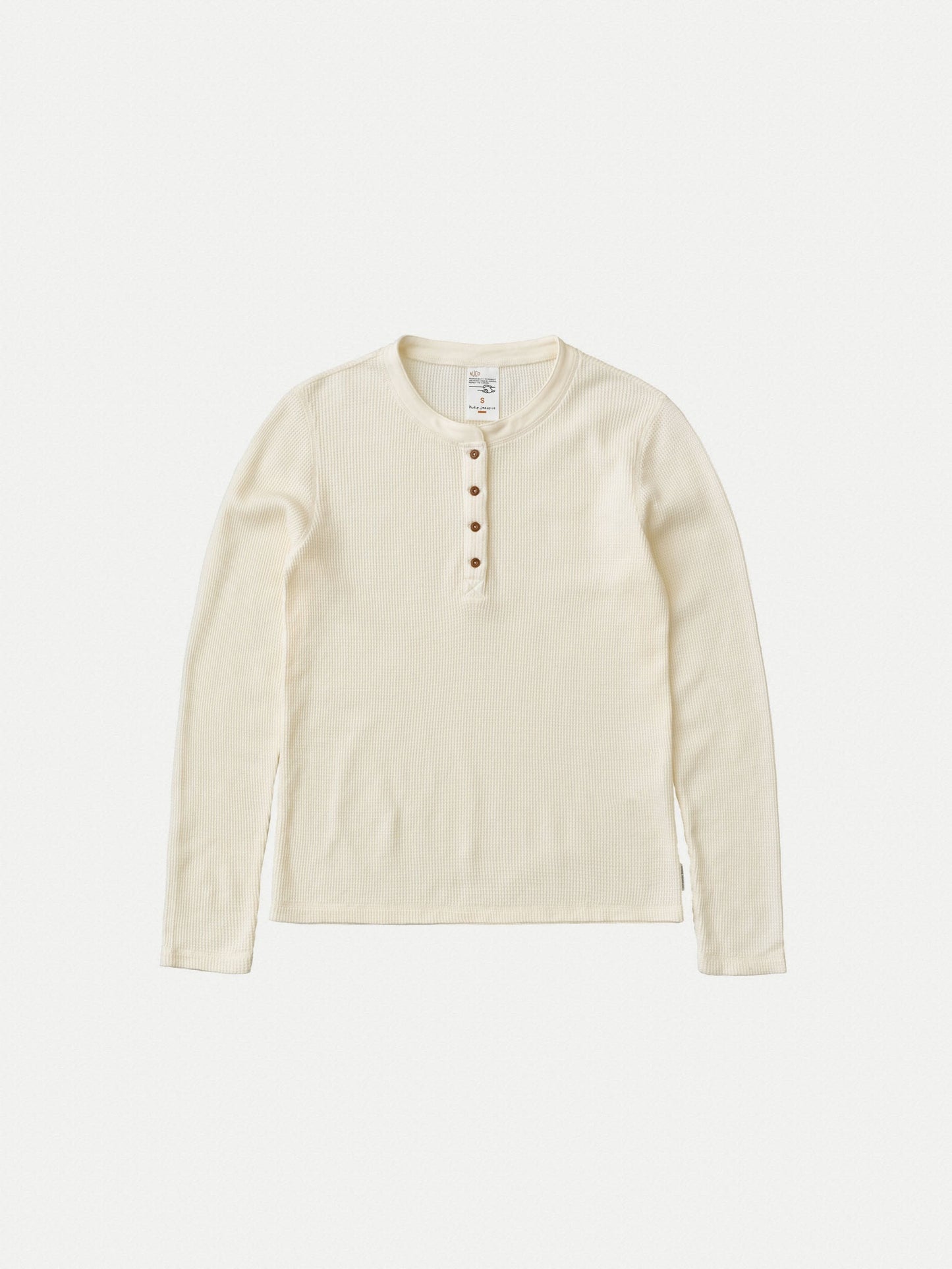 T-shirt manches longues en maille gaufrée de coton bio | écru "mira waffle egg white"