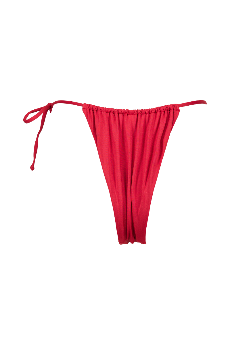 Bas de maillot tanga en polyamide recyclé | rouge " pauline - cherry"