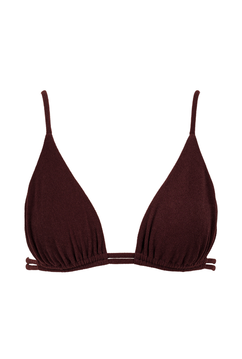 Haut de maillot triangle en polyamide recyclé | marron " mélanie"