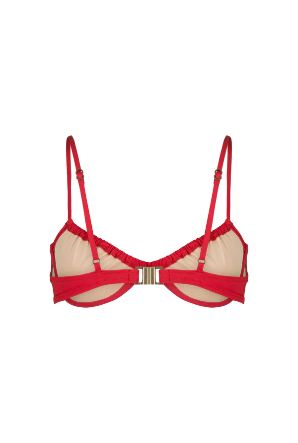 Haut de maillot rouge en recyclé - guanaco