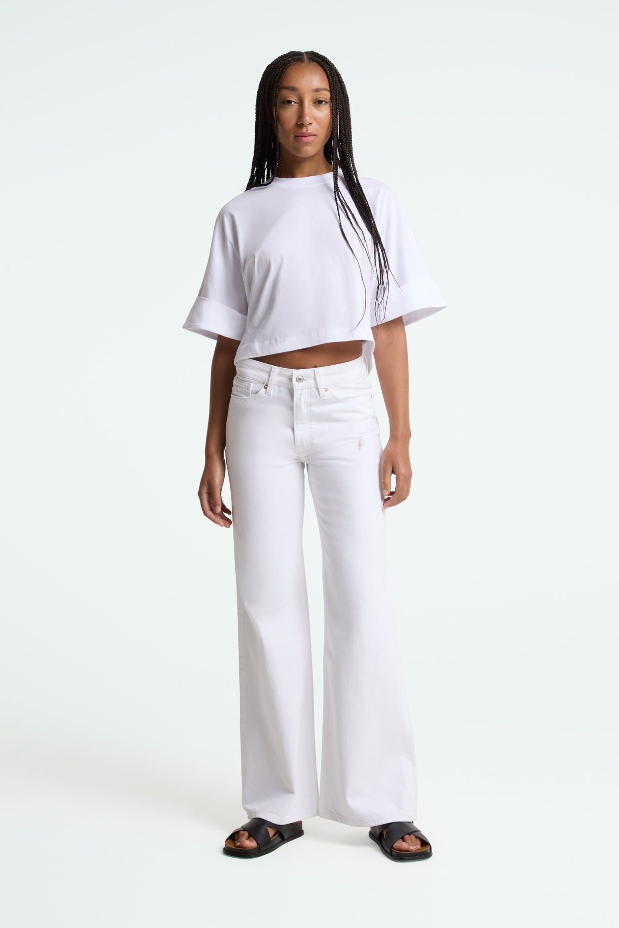 Jean flare en coton bio l blanc "Jane - diop optical white" | Diop-optical-white