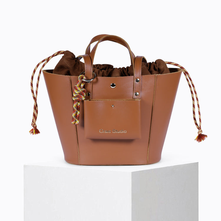 Sac à main en cuir certifié | beige "note - tan"