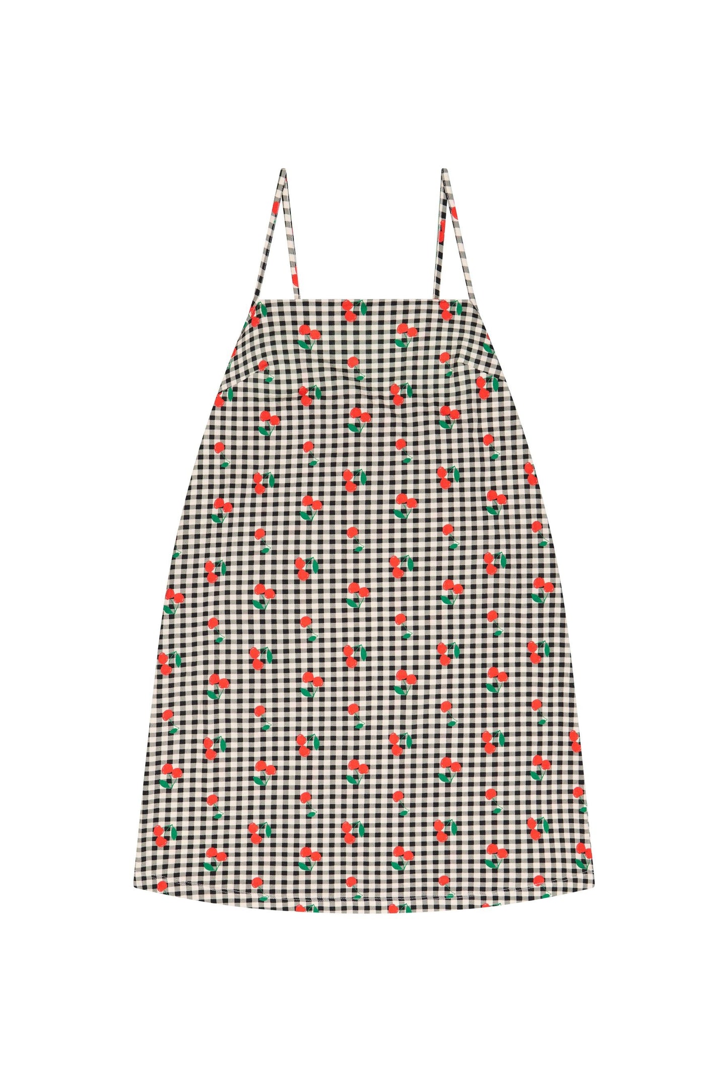 Robe mini coton bio | vichy cerises noir | Noir