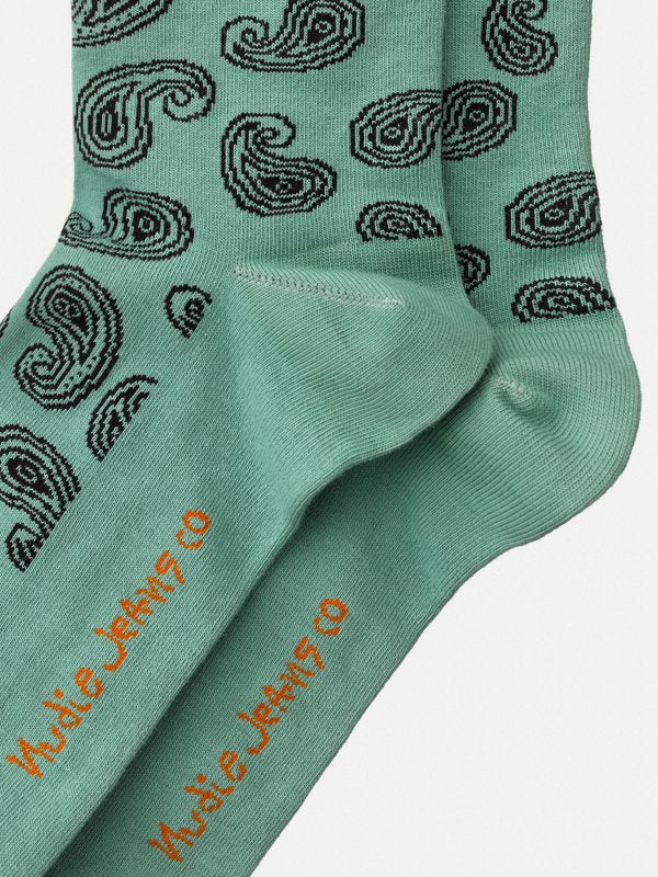 Chaussettes à motifs vertes en coton bio - Olsson