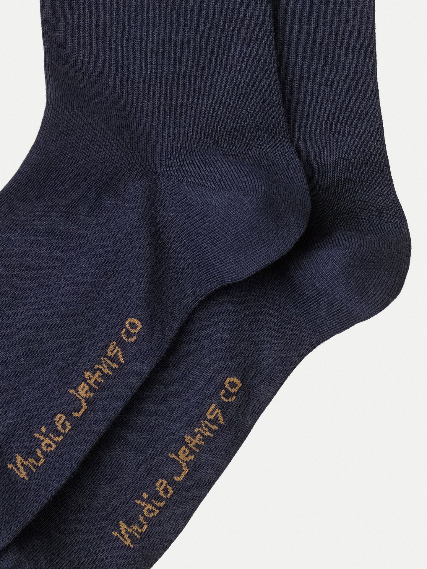 Chaussettes hautes marines brodées en coton bio - olsson sunshine ark navy