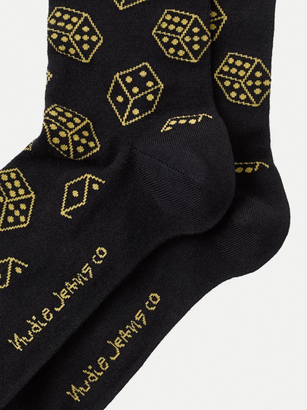 Chaussettes noires à motifs jaunes en coton bio - Olsson dices
