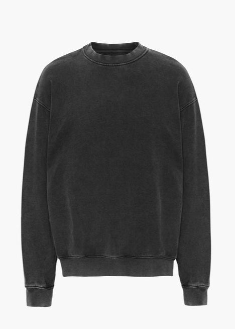 Sweat mixte oversize en coton bio | noir délavé "faded black"
