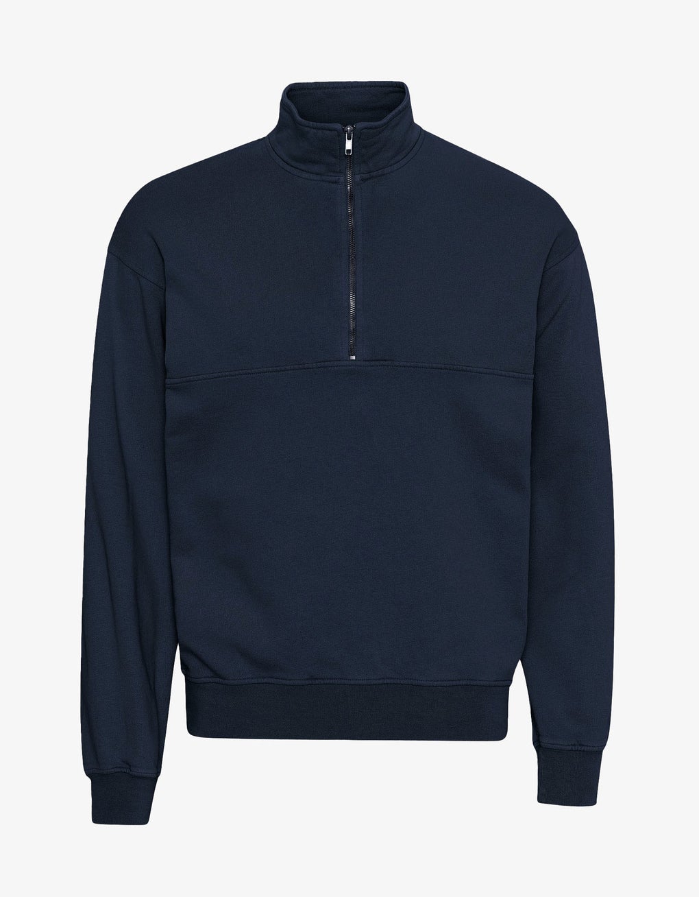 Sweat camionneur col zippé en coton bio | marine "Quarter Zip navy blue"