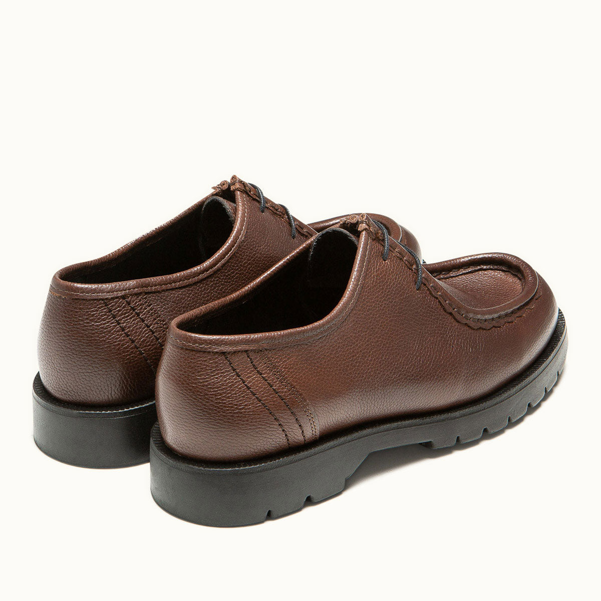 Derbies made in france en cuir grainé tannage végétal | "padror g vgt café"