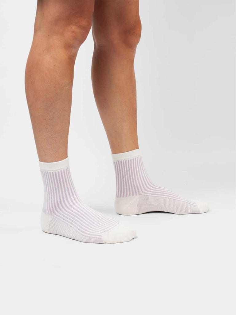 Chaussettes en coton bio | rayé lavande à paillettes "classic lavender stripes"