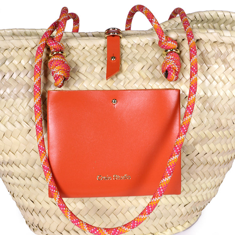 Panier en jute et cuir certifié | calanques - rouge lips