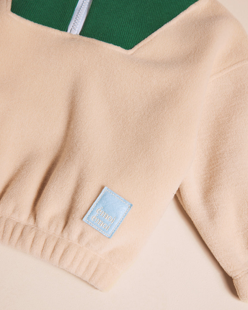 Polaire col zippé en matière recyclé | Beige "sun latte"