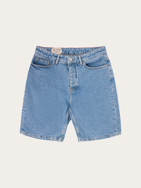 Short en jean délavé en coton bio recyclé - bleached stonewash