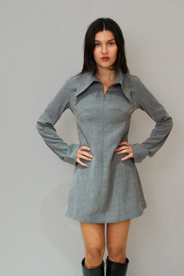 Robe made in france en matière upcyclée | gris "robe lara - gris"