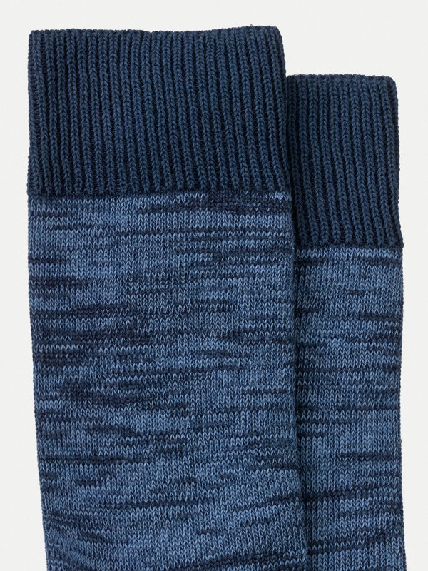 Chaussettes hautes bleu chiné en coton bio - rasmusson blueberry