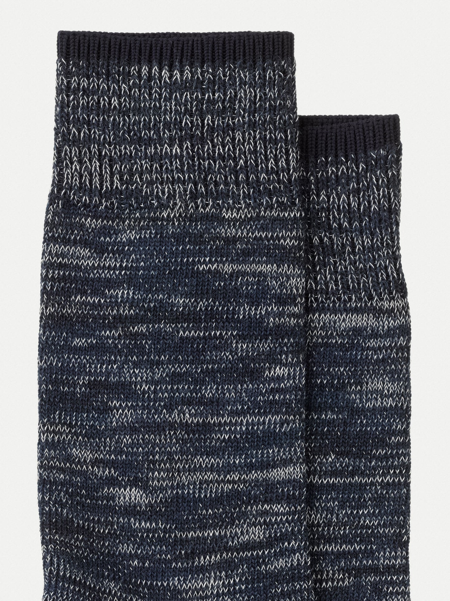 Chaussettes hautes marine chiné en coton bio - rasmusson navy