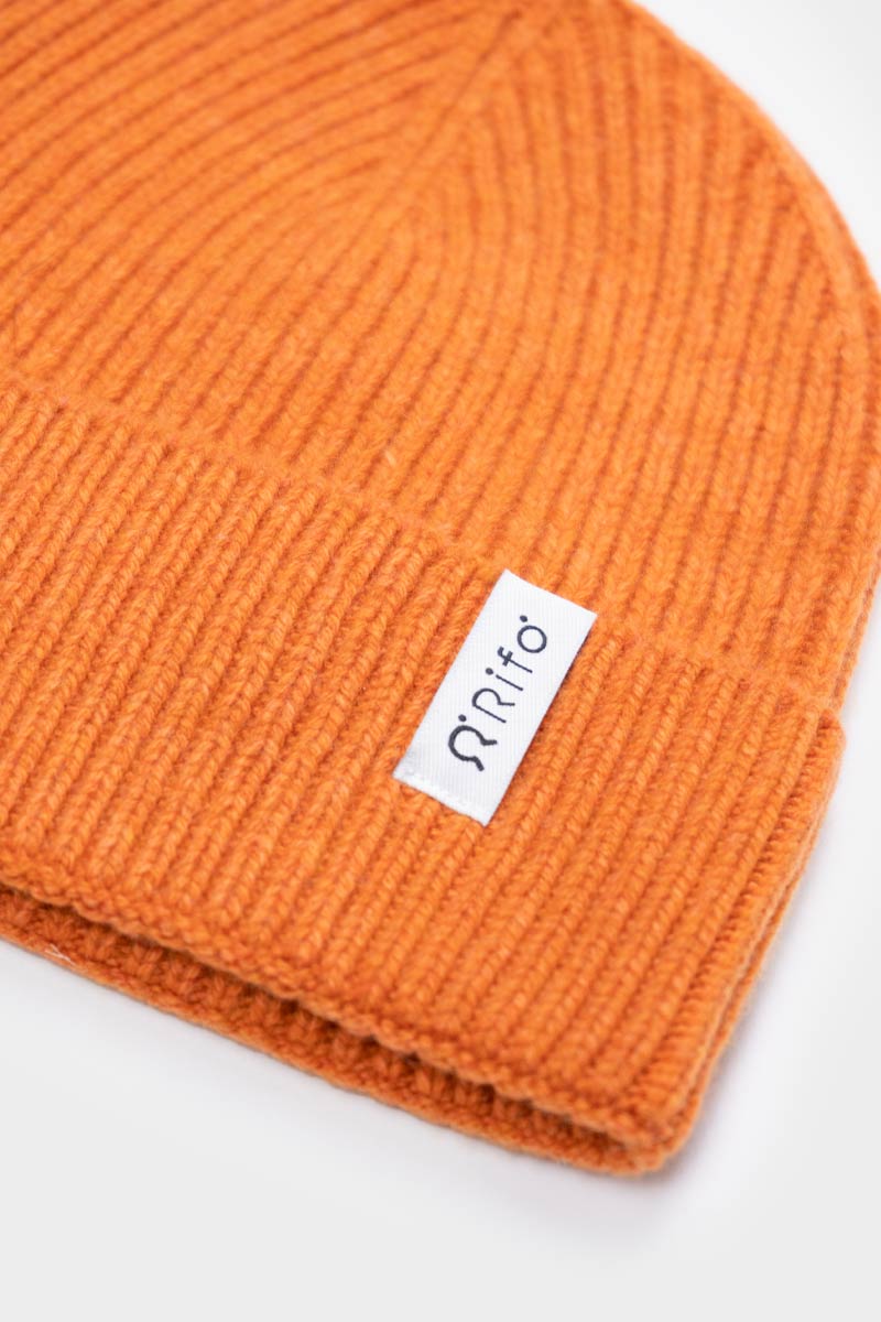 Bonnet en cachemire recyclé | orange "marcello arancio becco d'oca"