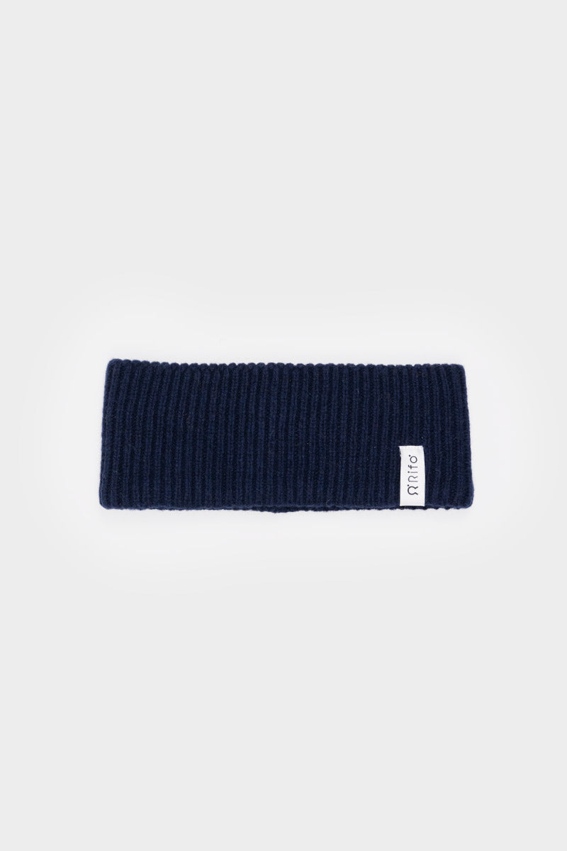 Bandeau en cachemire recyclé | marine "fascia lara blu mora"