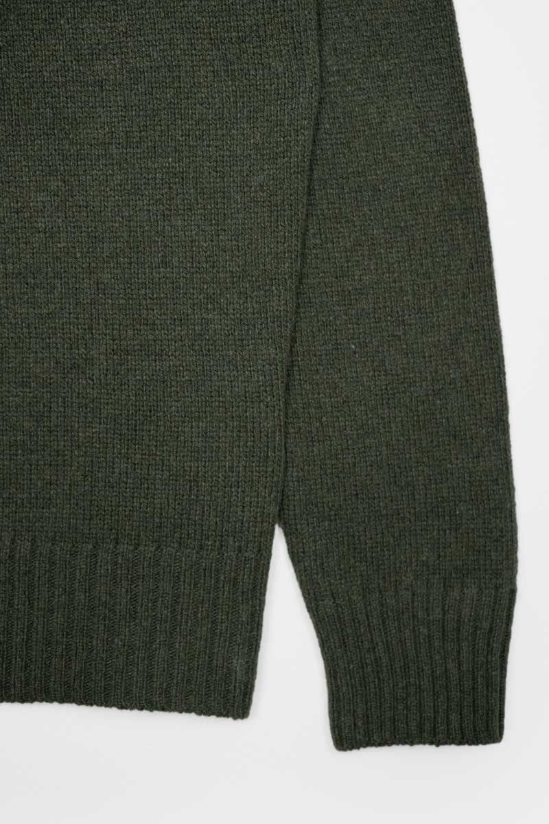 Pull col rond en cachemire recyclé | kaki "maglia romeo verde foresta"