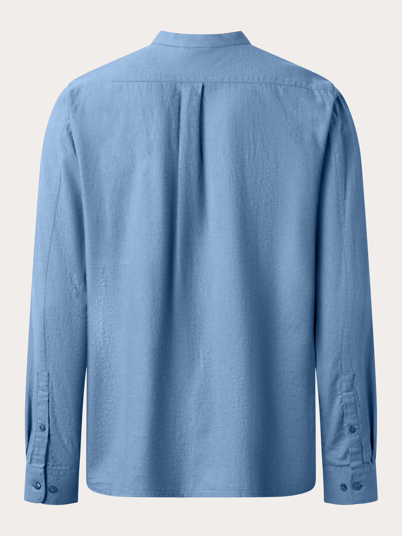 Chemise col mao en coton bio | Bleu "melangé flannel stand collar shirt dark denim"