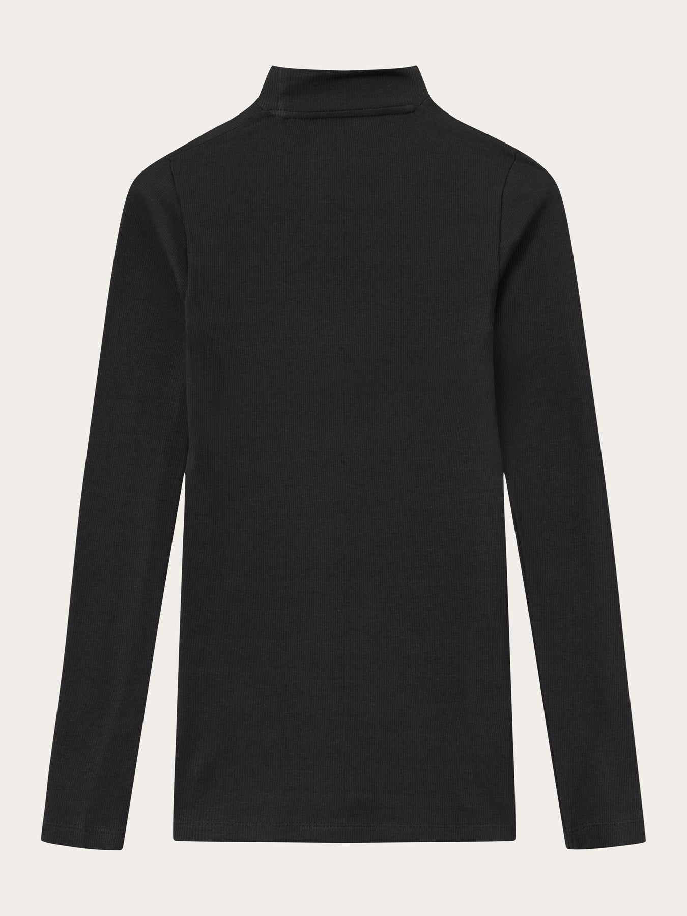 T-shirt manches longues côtelé en coton bio | Noir "rib high neck black jet"