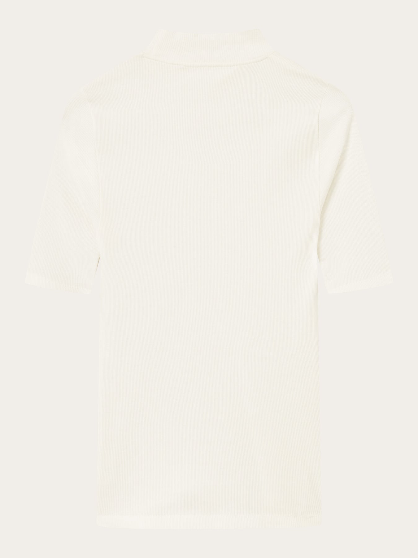 T-shirt côtelé en coton bio | Écru "rib high neck short sleeve snow white"