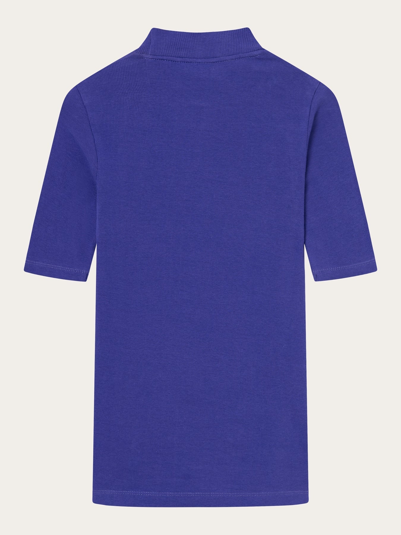 T-shirt côtelé en coton bio | Violet "rib high neck short sleeve deep purple"
