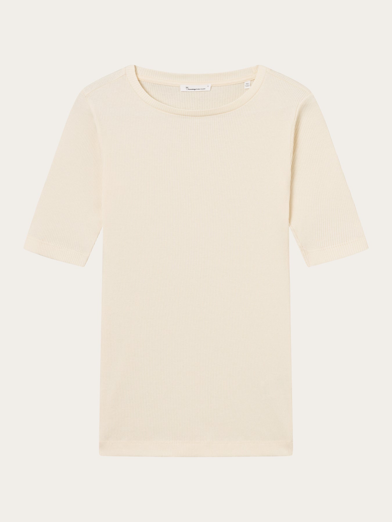 T-shirt beige côtelé en coton bio - rib t-shirt buttercream