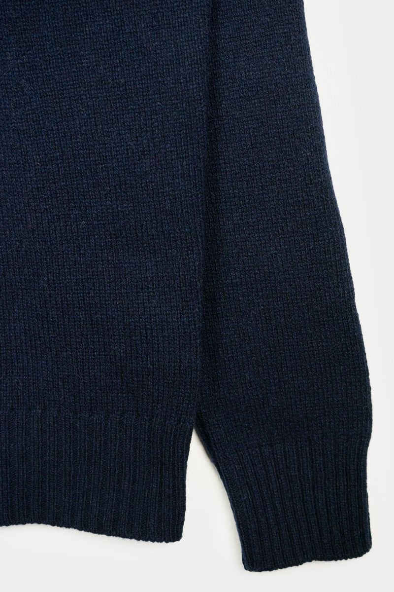 Pull col rond en cachemire recyclé | marine "maglia romeo blu mora"