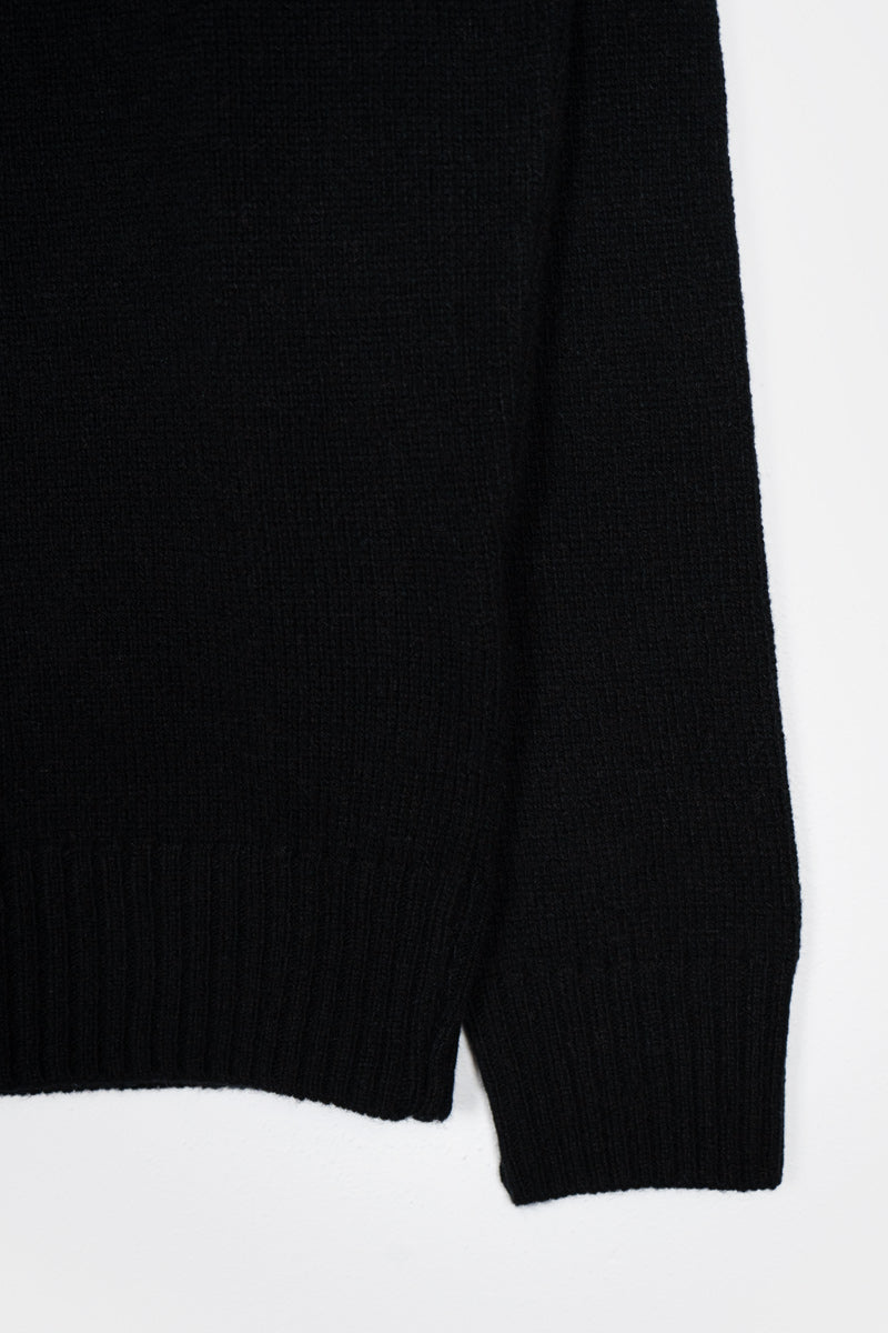 Pull col rond en cachemire recyclé | noir "maglia romeo nero ardesia"