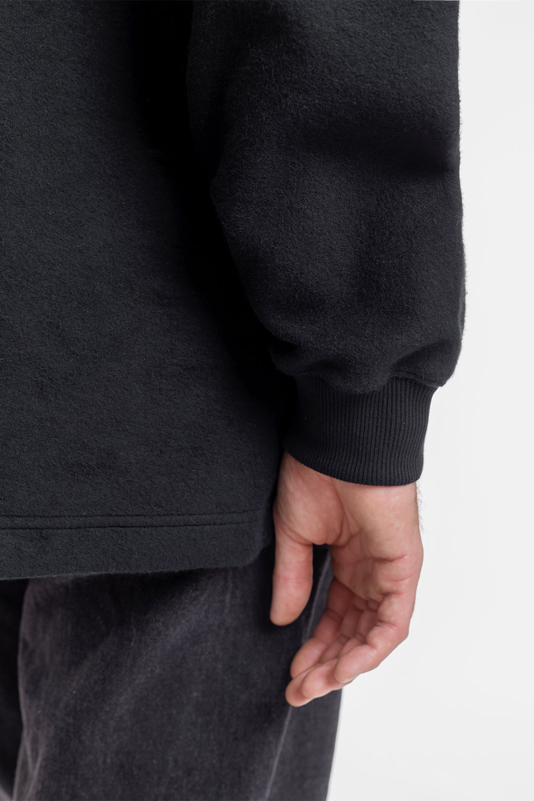 Sweat noir col zippé en coton bio - half zip sweatshirt black