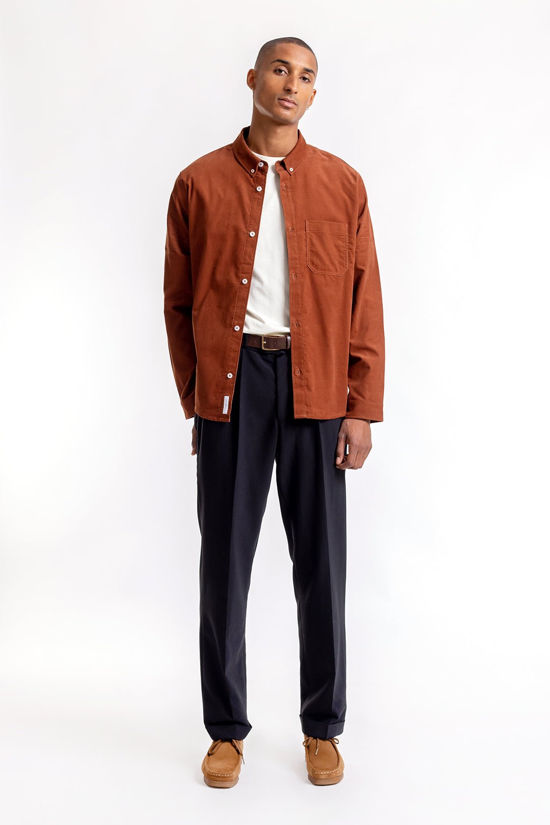 Chemise ample caramel en velours de coton bio - corduroy work shirt caramel