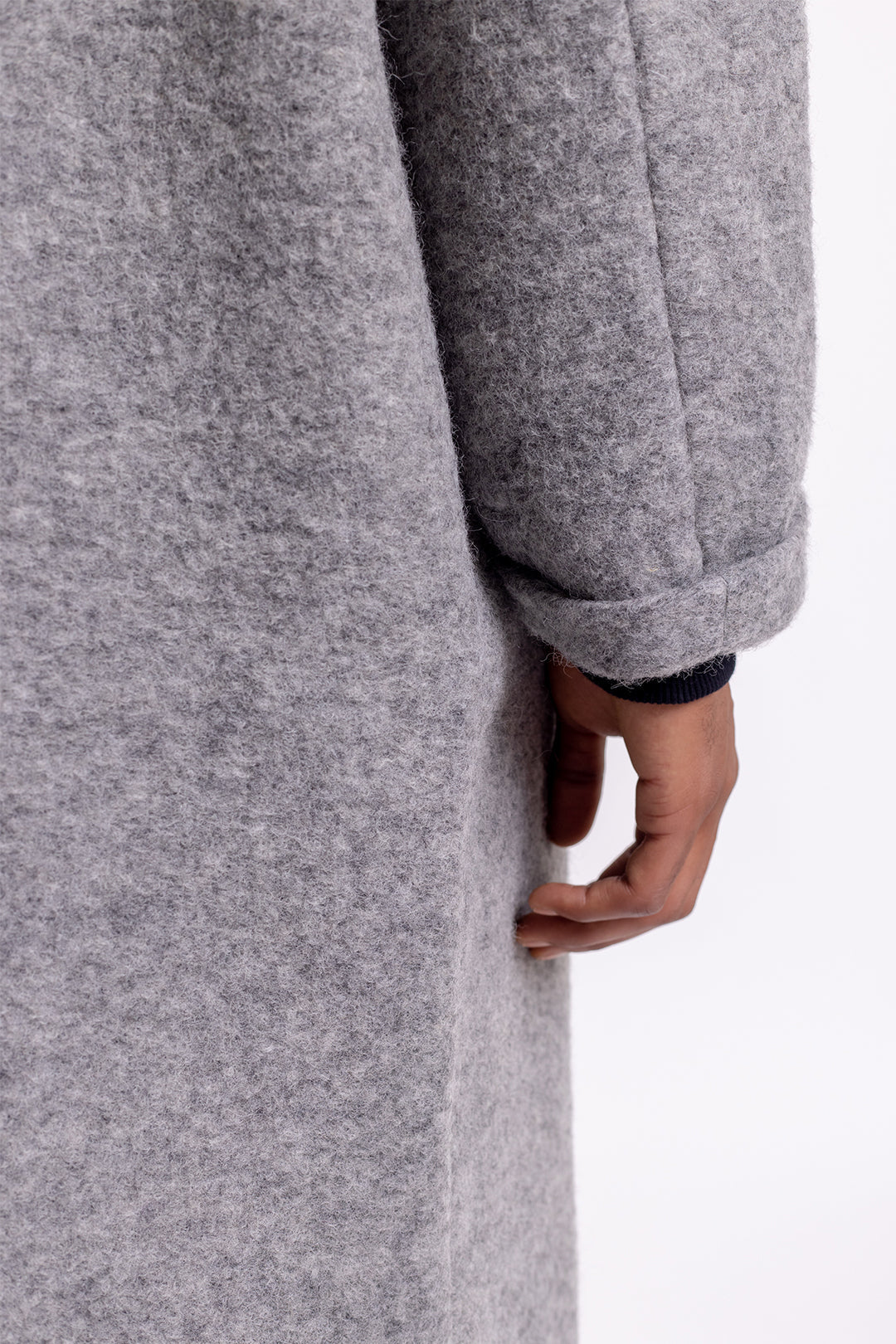 Manteau long gris en laine et coton bio - wool formal coat grey men