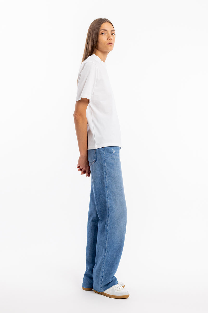 T-shirt en coton bio | blanc "big collar t-shirt white"