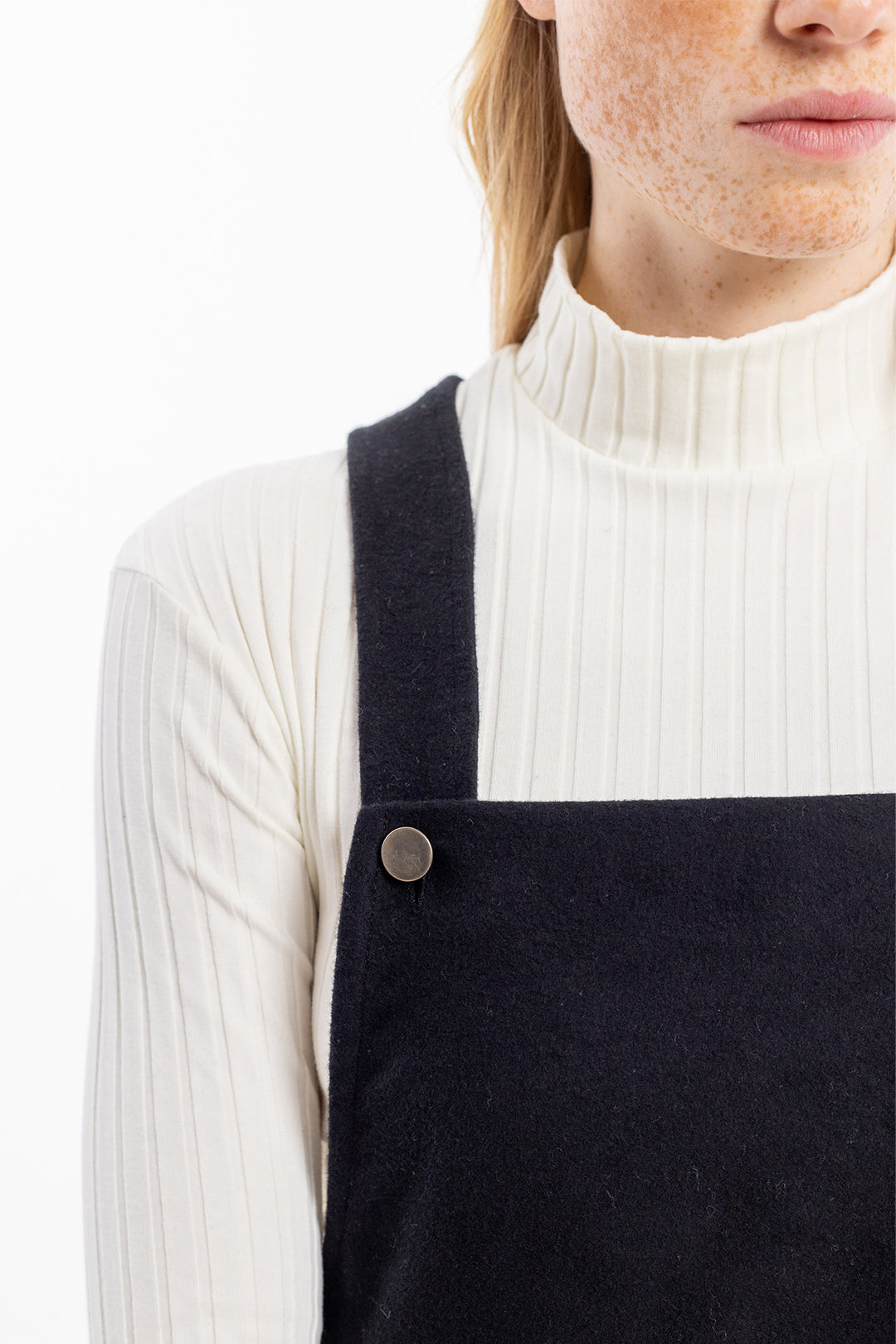 Robe salopette velours en coton bio | noir "dungaree dress black moleskin"