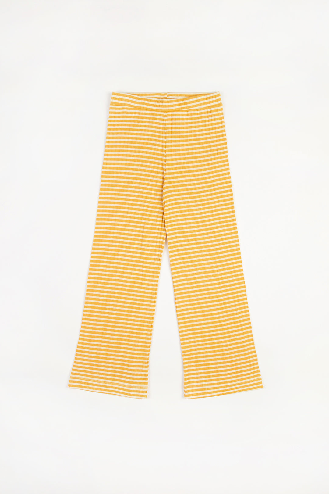 Pantalon ample en coton bio | Rayé jaune et blanc "ribbed lounge pant yellow/sand stripe"