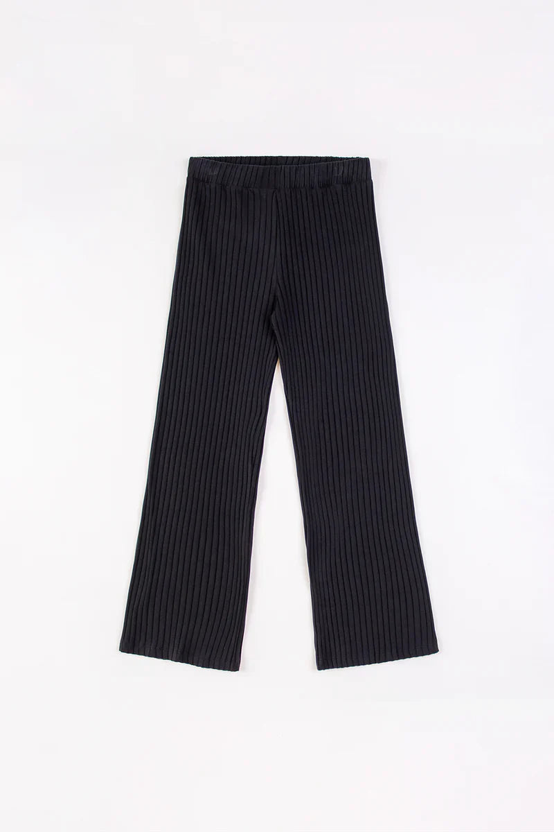 Pantalon côtelé noir en coton bio - ribbed lounge pant black