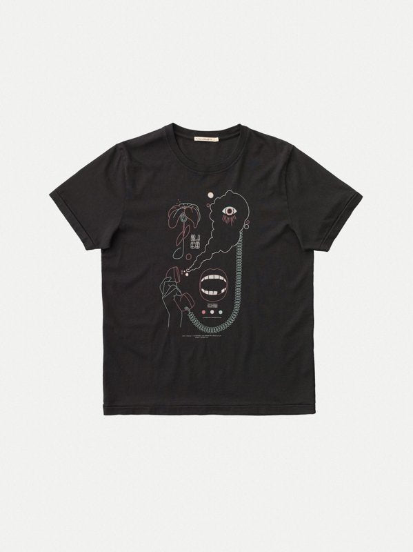T-shirt noir imprimé en coton bio - Roy Smoke Signals Back