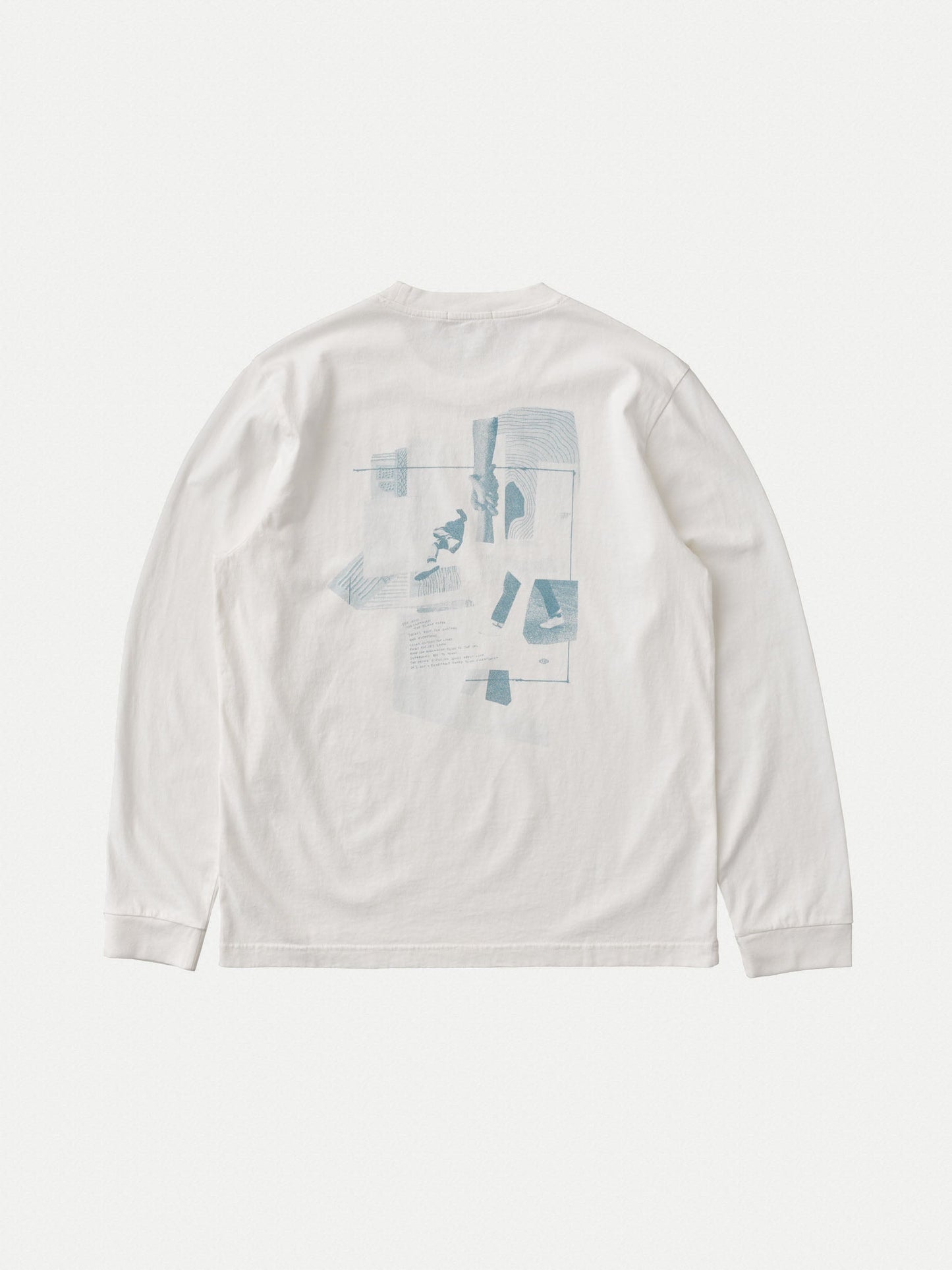 T-shirt manches longues blanc imprimé en coton bio - Rudi Blueprint Chalk White