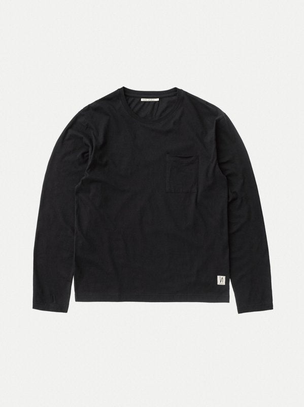 T-shirt manches longues à poche noir en coton bio - Rudi