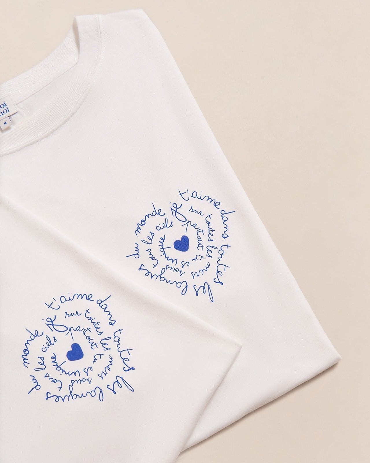 T-shirt imprimé en coton bio | Blanc "le t-shirt je t'aime blanc"