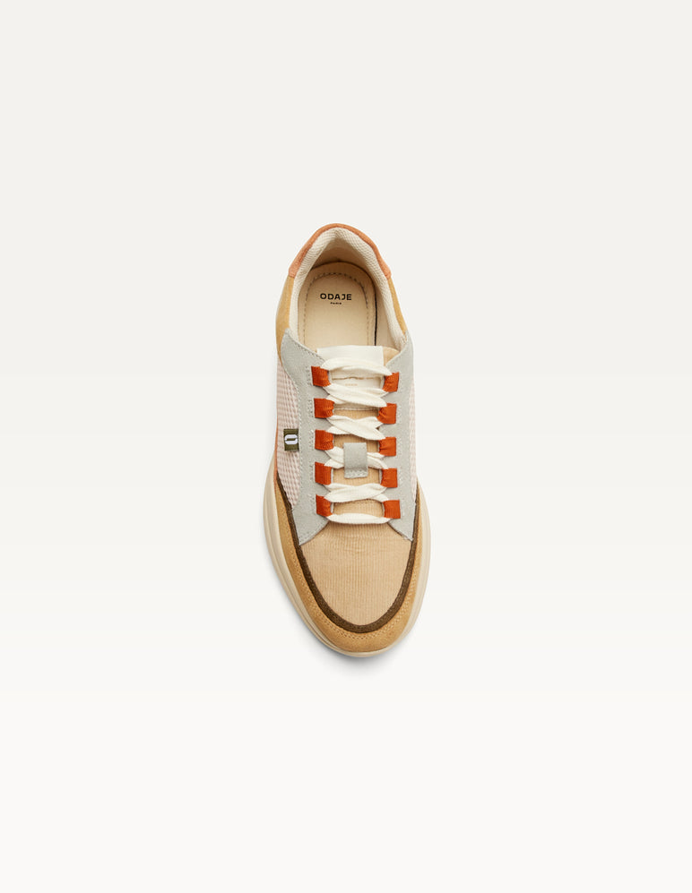 Baskets en cuir certifié | laura - beige crème gris clair