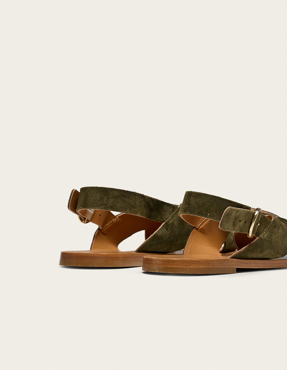 Sandales en cuir certifié | marron "paloma suède kaki"