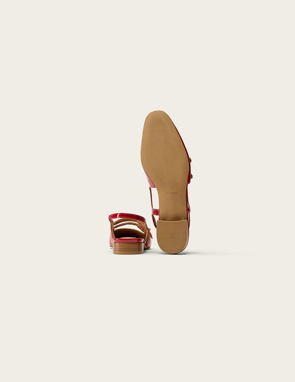 Sandales en cuir certifié | rouge "soli - cuir vernis rouge"