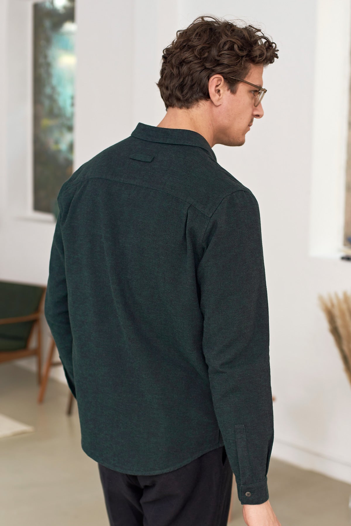 Chemise droite flannelle en coton bio | vert "simon shirt - eco scot green flannel"